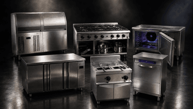 Subasta Online lote conjunto de hornos profesionales, equipamiento de cocina y climatización